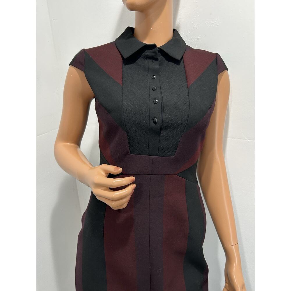 karen millen dress Body Shape Size 6 US Small Black And Burgundy Striped - Picture 9 of 10
